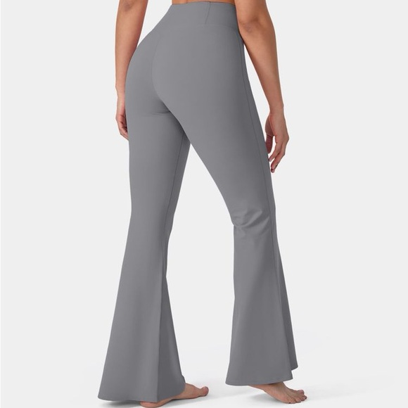 NWT HALARA Crossover High Waisted Back Pocket Super Flare Pants SIZE PS Grey - Picture 2 of 11